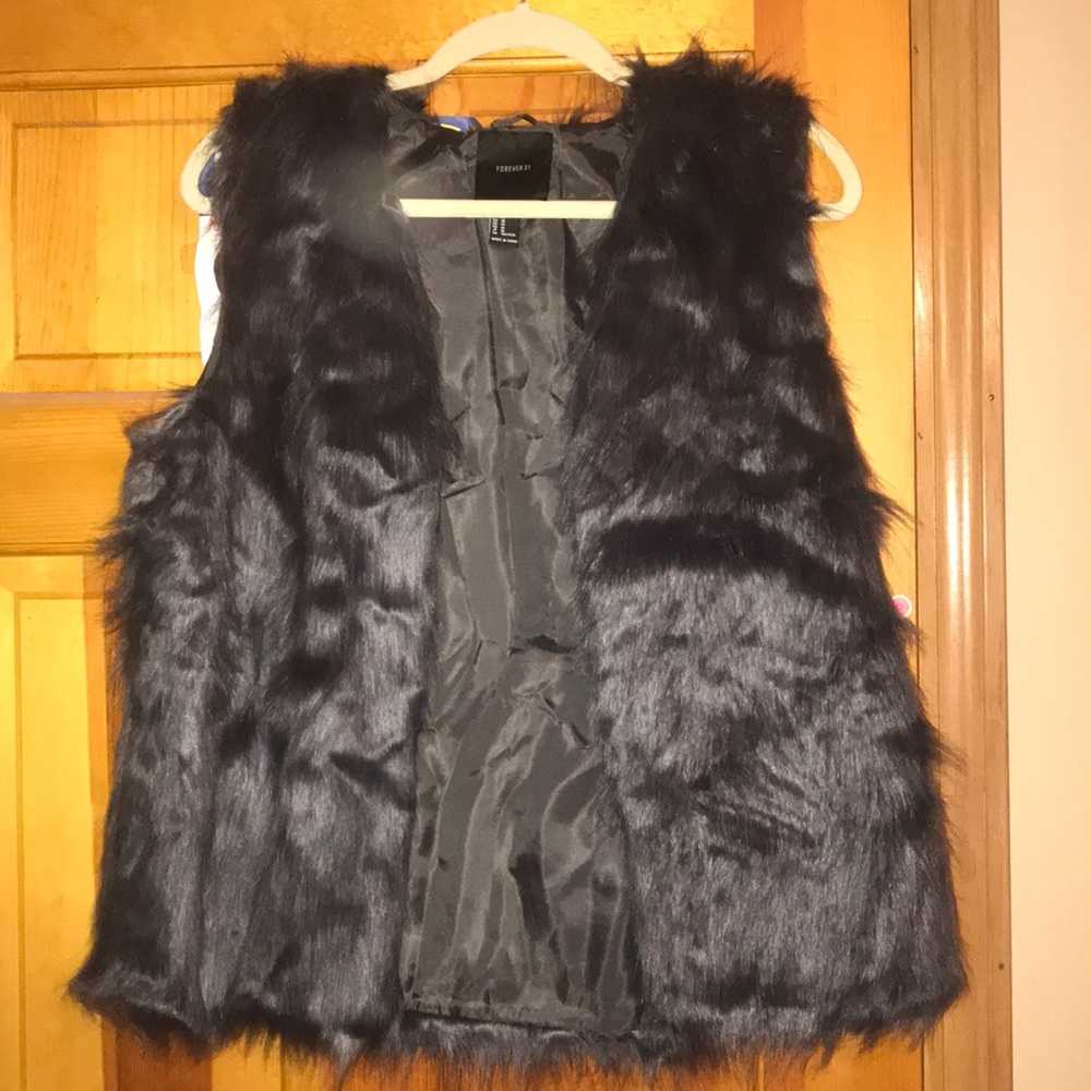 Grey fur vest